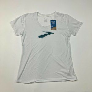 Brooks Women's Distance Graphic Short Sleeve T Shirt, NWT, White,  Medium